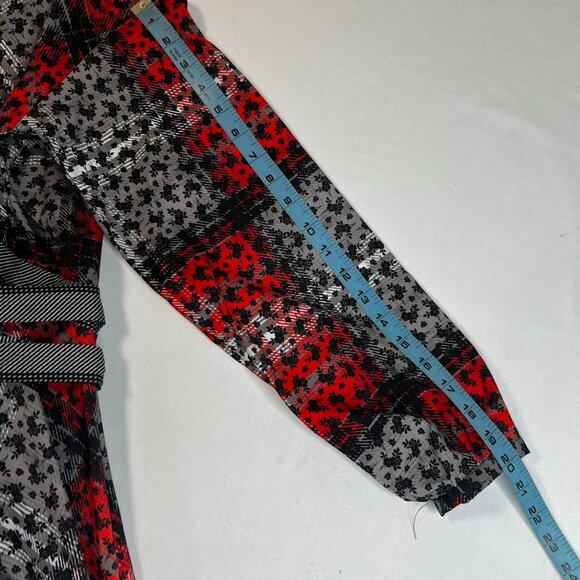 Preen Edition Mixed Media Wrap Dress Plaid Floral Red Black US 10 - Picture 7 of 11
